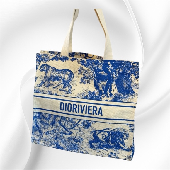 Dior Beauty Dioriviera Makeup Straw Bag- Blue - Picture 1 of 7